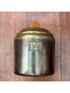 Vintage Benedict Maya Bronze Tobacco Humidor Container with Bakelite Handle